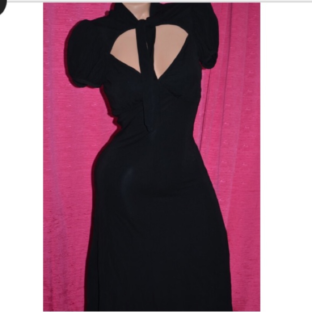 Betsey johnson black peephole dress pinup housewife bombshell dollbaby vixen 6 - Picture 5 of 5
